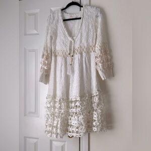 Ranees 100% Cotton Dress Cover Up white